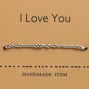 "I LOVE YOU" - Silver - Morse Code Bracelets w/Adjustable String Inspirational
